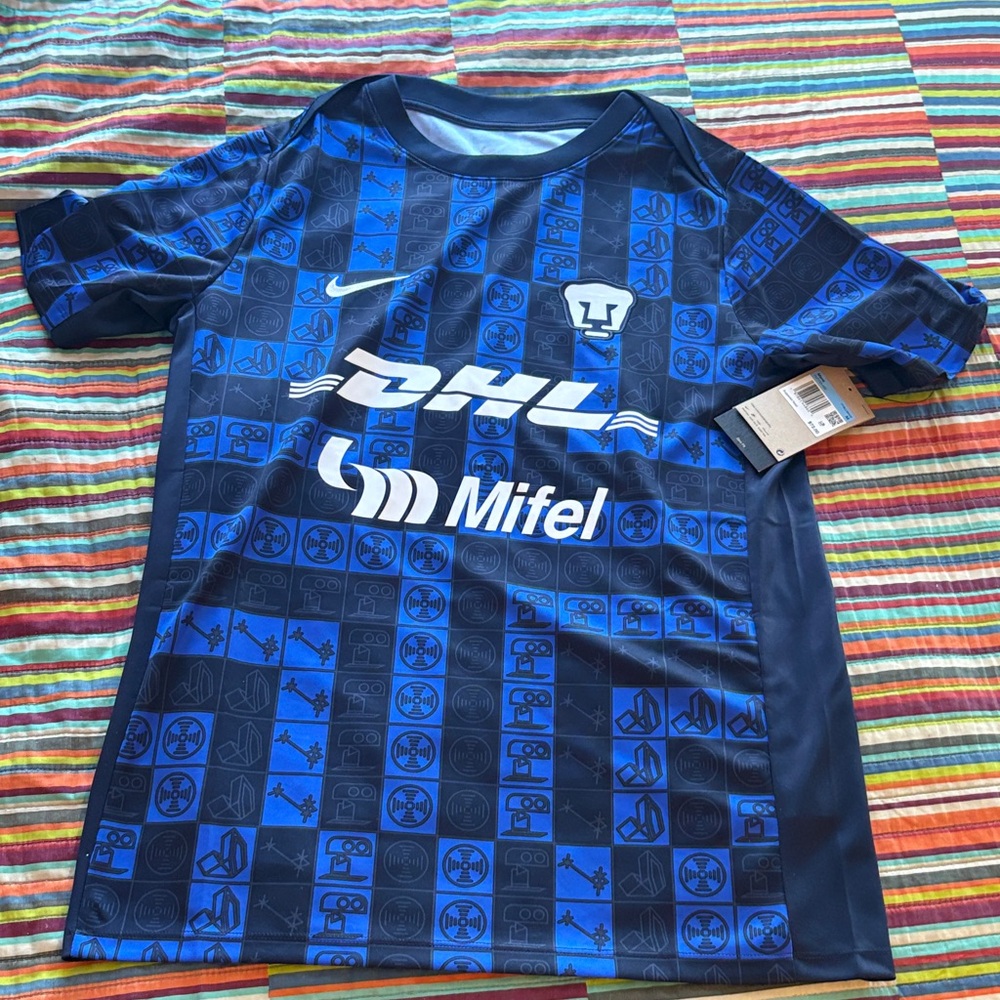 Sale nike UNAM Blue Checkered Jersey Club Universidad Nacional  medium slim fit